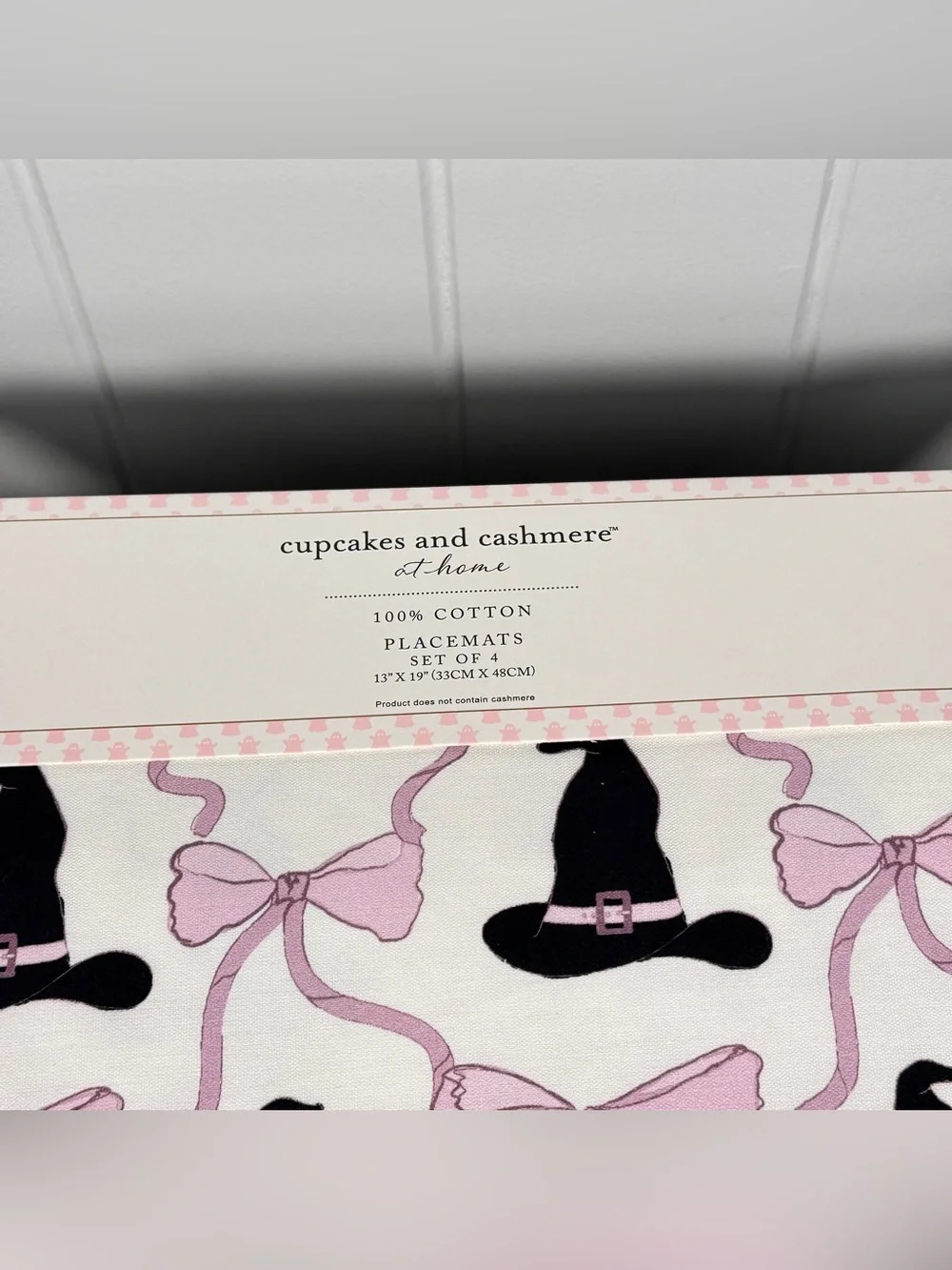 NEW Cupcakes & Cashmere Witch Hat Bow Halloween Placemats